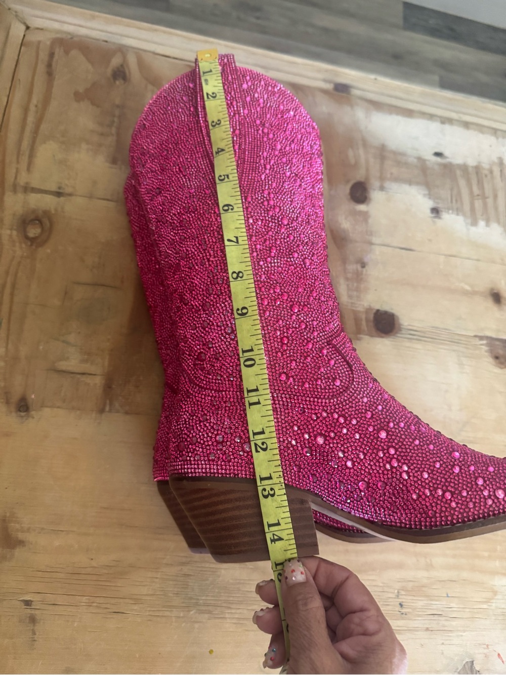 Women's Pink Crystal Embellished Western Boots - Picture 5 of 7
